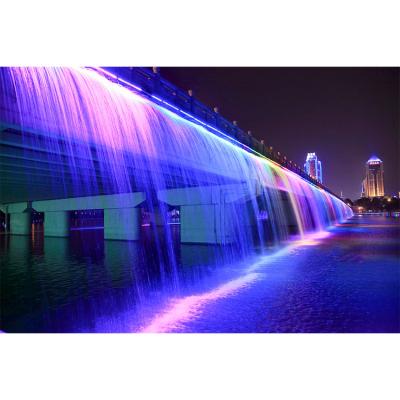 China Modern Decorative 3d Digital Fountain Bridge Swing Spout Outdoor Waterfall Music Fountains With Colorful Lights for sale