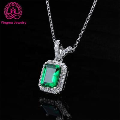 China Fashion Jewelry Green Female Rectangle Green Necklace Trendy Pendant Necklace For Gift Wedding Engagement for sale