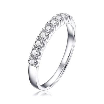 China Solid Gold Jewelry Wedding Band Round Brilliant Moissanite Eternity Ring Band for sale