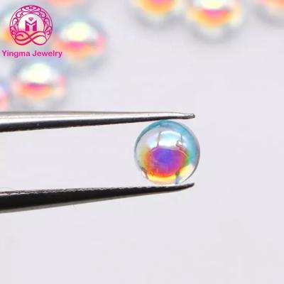 China Color Game or Fire Half-Ball CZ Charm Stones in AB Color Round Shape Flatback Cabochons Zircon Stones for sale