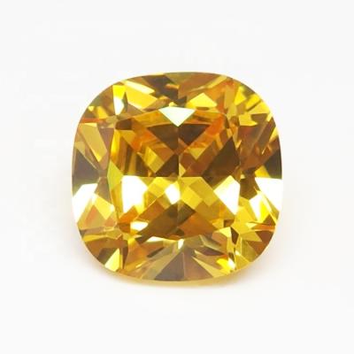 China Color Game or Fire Wholesale Synthetic Yellow Topaz Gemstone Cushion Cut Yellow Zircon for sale