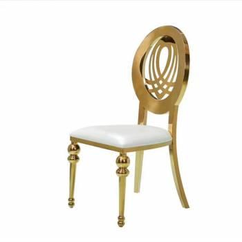 China Modern Luxury Golden Stainless Steel Event Wedding Chairs For Dining for sale