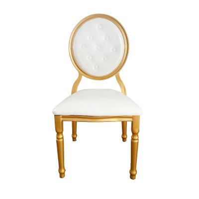 China Modern fancy gold metal wedding chair for restaurant and banquet with round back for sale