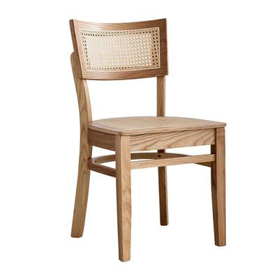 China Sturdy Rustic Handmade Cane Woven Chair Frame Solid Rattan Wood Chair for Dining Room and Restaurant for sale