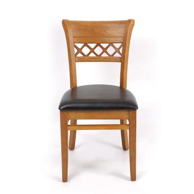 China Country Style Durable Solid Wood Stable American Black Leather Dining Chair For Restaurant for sale