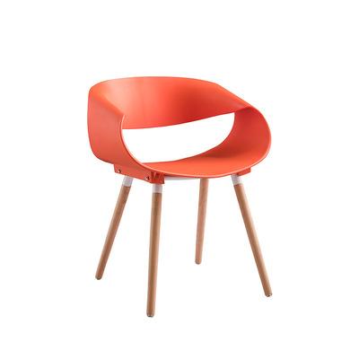 China Strong Hot Selling New China Design Colorful Nordic Leisure Chair With Beech Wood Legs Armrest PP Plastic Cafe Dining Chairs for sale