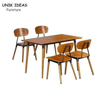 China Modern Industrial Bent Plywood Coffee Shop Dining Chair Set Simple Design Fast Food Restaurant Furniture for sale