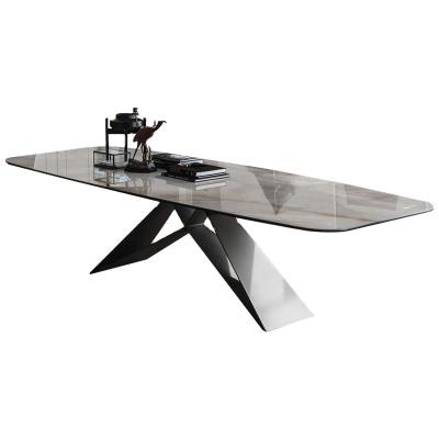 China Furniture Dining Table Sets Stainless Steel Extendable Modern Home Marble Dining Table for sale