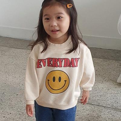 China 2021 Girls Upper Anti-Shrink Smiley Pattern Spring Round Neck Toddler Sweatshirts Autumn New Casual Sweatshirt Boys for sale