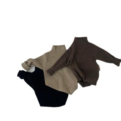 China Children Solid Color Breathable Korean Version Basing Loose Shirt Children Sweater Drop Winter Turtle Neck Sweater for sale