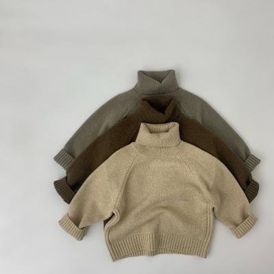 China Breathable Korean Version Of Children Sweater Needle Solid Color Thick Turtle Neck Basing Shirt Children Boys And Girls Pullover Sweater for sale