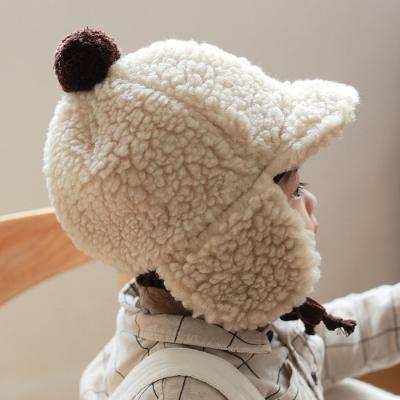 China European and American Toddler Warm Hats Baby Winter Style Infant Girls Teddy Fur Hats for sale