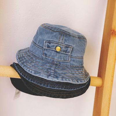 China Plush Kids Summer Hats Kids Denim Sun Hats For Boys And New Baby Fisherman Hat 1-5 Years Old for sale