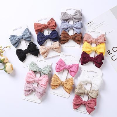 China Other Children's Hair Accessories Solid Color Double Corduroy Bow Girl Headband for sale