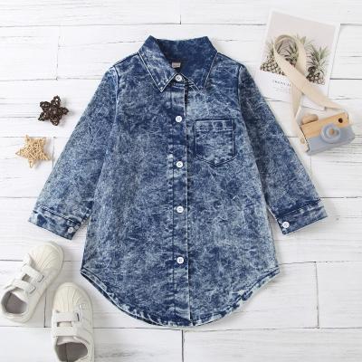 China New Breathable Girl Clothes Long Sleeve Casual Jeans Toddler Party Girls Denim Long Sleeve Blouse Dress For Kids for sale