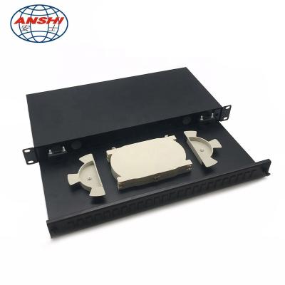 China FTTH FTTB FTTX Network ANSHI Insert Dust Cover 19 Inch Left Rack Mount 24 SC/UPC ODF Fiber Optic Patch Panel for sale