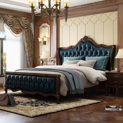 China (Other) Frame King Size Double Solid Wood Bedroom Bed Adjustable Luxury Carved Luxury Wooden Bed Set Antique Bed Set for sale