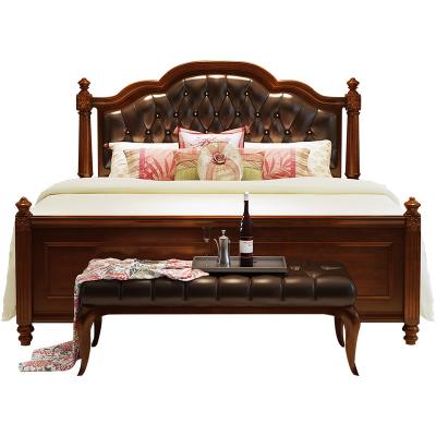 China Other Damoo New American Style Solid Wood Luxury Double Beds Master Bedroom Furniture Elegant King Size Bed for sale