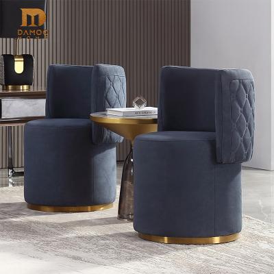 China DAMOOCustomized Luxury High End Blue Velvet Leisure Chair Gold Low Armchair For Living Room for sale