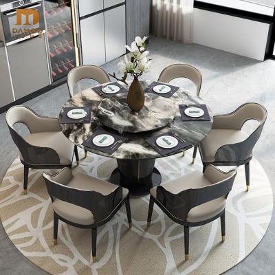 China Modern Unique Design Marble Round Dining Table Set Light Luxury Italy Round Dining Table With Turntable for sale