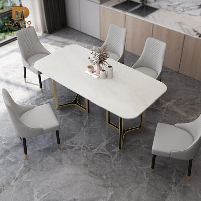 China Modern Luxury Rectangular Shape Dining Table Sets Furniture White Marble Dining Table for sale