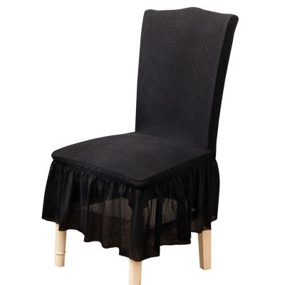 China Colorful Durable Polyester One Piece Wedding Grace Skirt Dining Chair Cover Waffle Chair Cover for sale