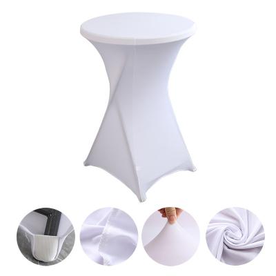 China Four-corner solid color round hotel polyester non-slip dining table cover modern minimalist stretch decorative tablecloth for sale