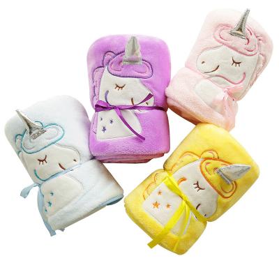 China Factory direct anti-pilling cartoon unicorn kids kids baby flannel fleece blanket for sale