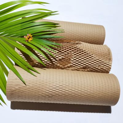 China Biodegradable Recyclable Packaging Paper Cushioning Brown Roll Honeycomb Paper Paper Biodegradable for sale