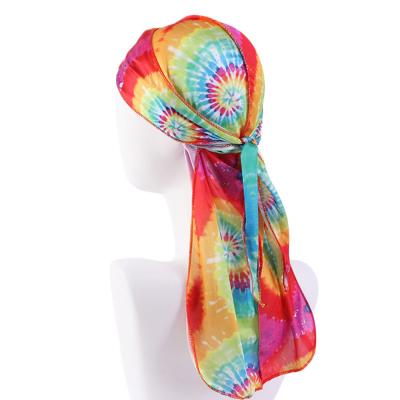 China Tie Dyed Durag Muslim Simple Simple Durag Headwrap Satin Doo Silk Cloth RAR-138 for sale