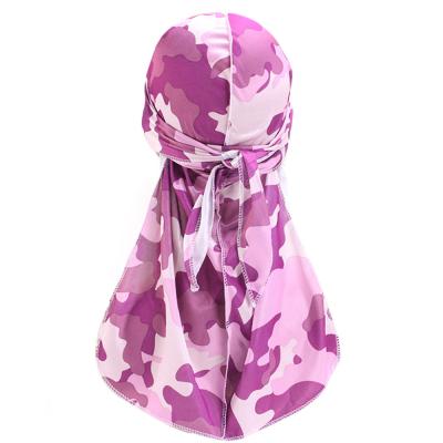 China Men's Print Breathable Camouflage Camouflage Silky Doo Rag Turban Headwear Floral Waves Caps Durag Bandanas Men for sale