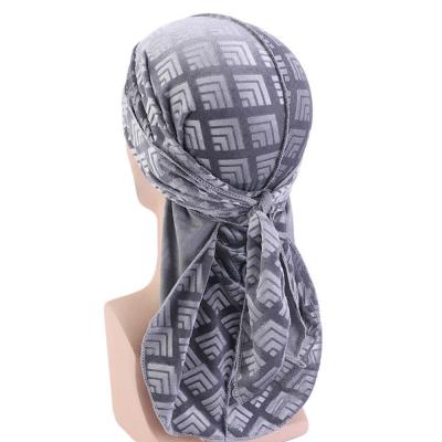 China Velvet Durag Men And Women Patchwork Headwear Pirate Hair Wave Hat Head Scarf RAR-047 for sale