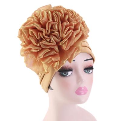 China Large Turban Chemo Ladies Scarf Women Flower Turban Wedding Cap for Hair Loss Hijab RAR-232 for sale