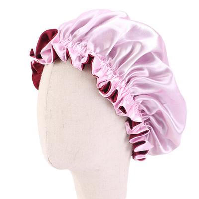 China Striped Kids Adjust Reversible Turban Kids Double Layer Sleep Cowl Solid Satin Headwear for sale