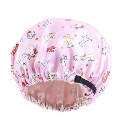 China Large Night Striped Sleep Hat Adjustable Girls Satin Hood Kids Turban Hair Care Head Cover for sale