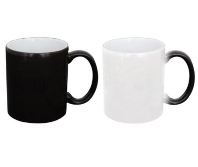 China Viable Factory Price 11oz Matte Ceramic Magic Black Color Changing Besta Mug for sale