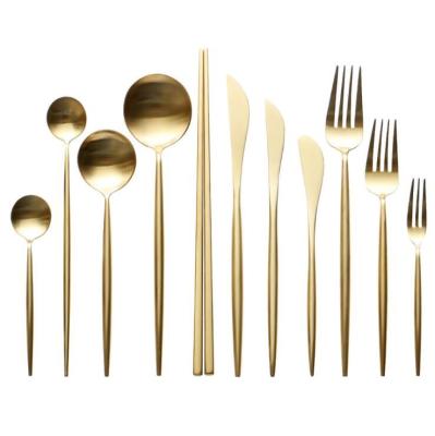 China Besta Sustainable Classic Hotel Gold Plated Flatware Wedding 18/8 Stainless Steel Silverware Cutlery Set For Dinner for sale