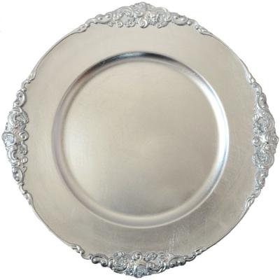 China Sustainable Custom Gold Plating Appetizer Serving Plastic Charger Dish Plates For Wedding Party for sale