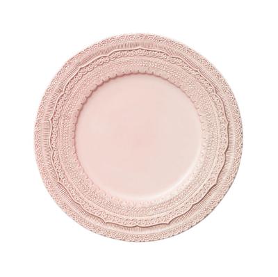 China Viable Factory Supplier Besta Ceramic Pink Lace Wedding Charger Dish For Decoration for sale