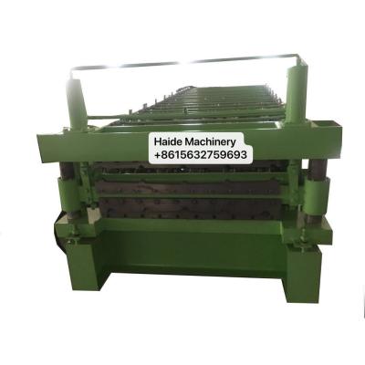 China Aluminum Iron Metal Roofing Sheet Double Layer Metal Tile Making Machine 380v With 1'' Chain Transmission for sale