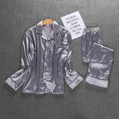 China QUICK DRY Wholesale Pijamas Silk Satin Sleepwear Two Pieces Long Sleeves Pajamas For Men for sale