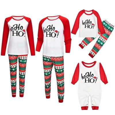 China Matching Outfits Ho Ho Ho Printed Breathable Long Sleeves Family Holiday Season Parents And Children Christmas Pajamas for sale