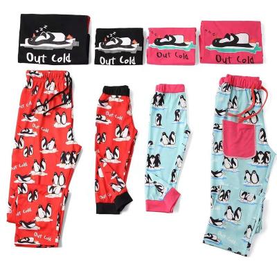 China QUICK DRY Two Piece Short Sleeves Family Long Pants Sleepwear Beautiful Cotton Vacation Cozy Matching Pajamas Set for sale