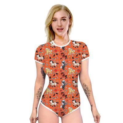 China Summer QUICK DRY Shorts Sheaths Onesies Romper Adult Unicorn Cartoon Printed Sexy Onesie Pajamas For Women for sale