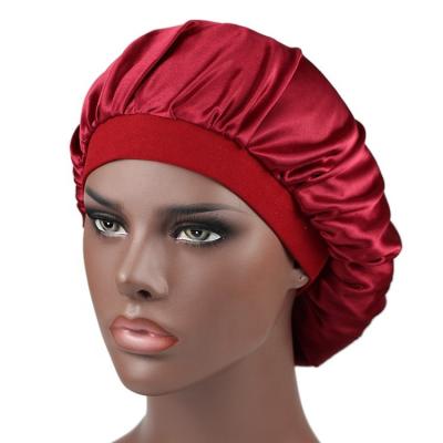 China Pretect New Arrival Sleep Hair Hats Solid Color Satin Single Layer Silk Adjustable Hood for sale