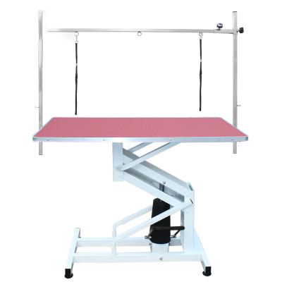 China Sustainable Veterinary Grooming Equipments Stainless Steel Foldable Arm Dog Hydraulic Grooming Table for sale