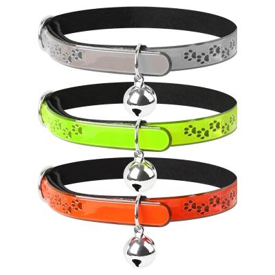 China Custom Reflective Footprint Cat Collar with Adjustable Bells Jewelry Collar for Pets for sale