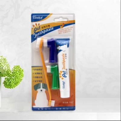 China Viable Hot Selling Dog Supplies Oral Care Toothpaste Set Pet Toothbrush Cleaning Set for sale