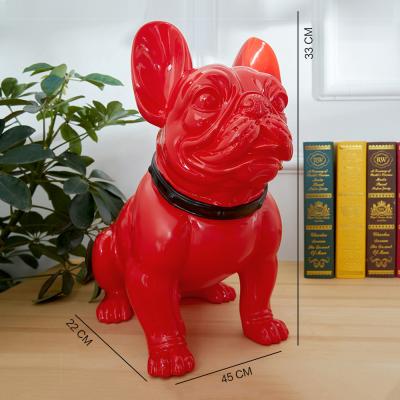 China China Custom 30cm French Indoor Red Black Bull Dog Statue Animal Figurines for sale