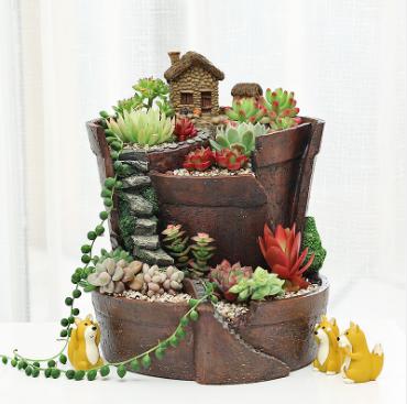 China Succulents Idyllic Creative Micro Scenery Flower Pots Europe History Resin Craft Decorative Ornaments for sale